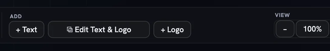 The toolbar Add group with + Text, Edit Text & Logo and + Logo buttons